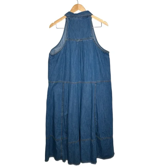 Anthropologie Pilcro Denim Sleeveless Halter Swing Midi Dress Women's Size XL - Picture 8 of 9
